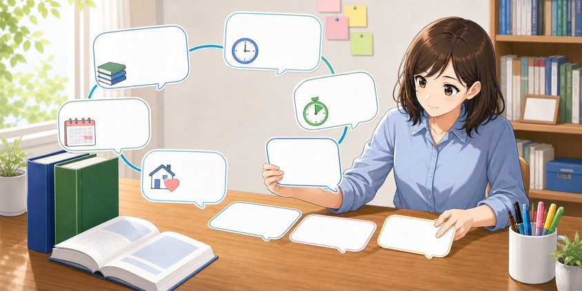 行政書士の独学勉強法に関する疑問を整理する女性