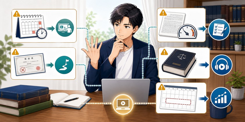 行政書士講座を検討したほうがよい5つの条件と補う手段を整理する男性
