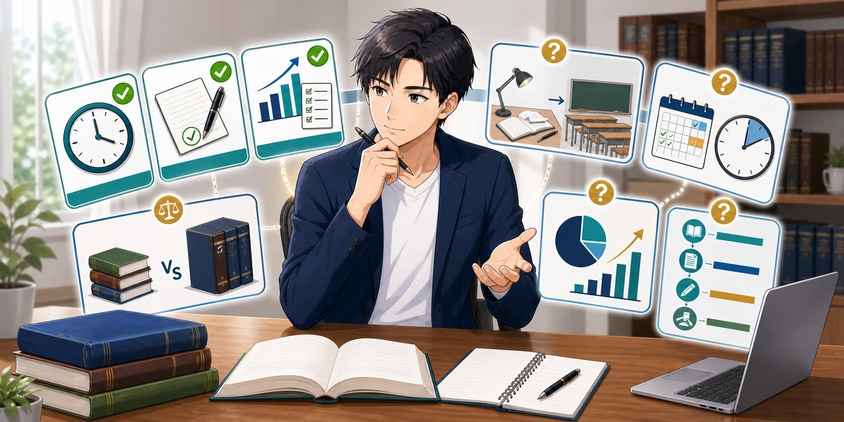 行政書士は独学で十分かに関するよくある質問を整理する男性