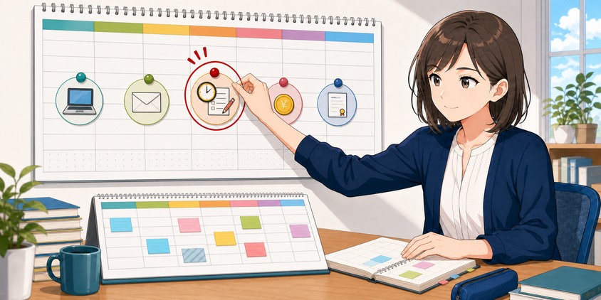 受験申込・試験日・受験料・合格発表の公式日程を先に固定する女性