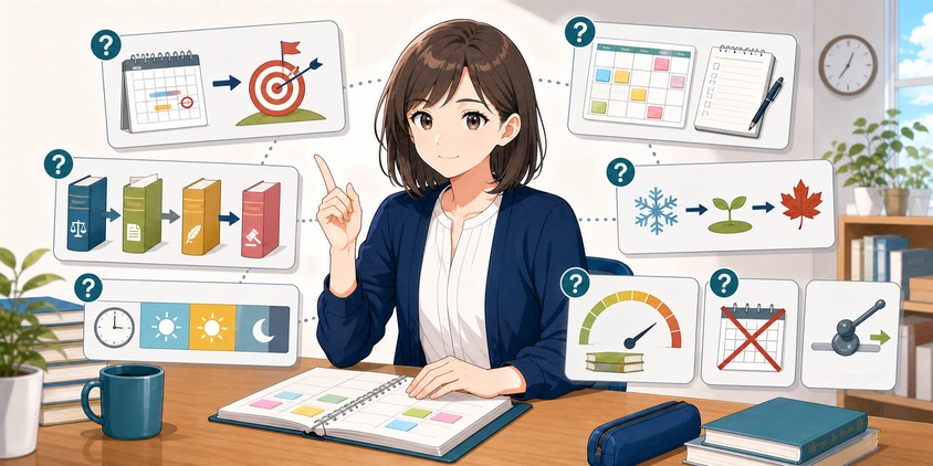 行政書士の独学スケジュールに関するよくある質問を整理する女性