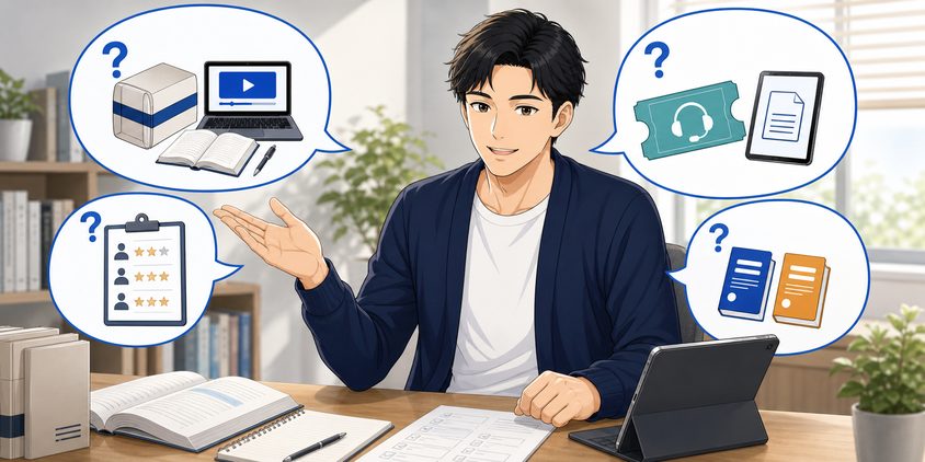 スタディング行政書士講座に関する疑問を整理する男性