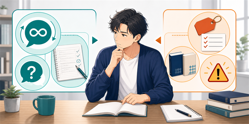 独学者から見たクレアールの良い点と注意点を確認する男性