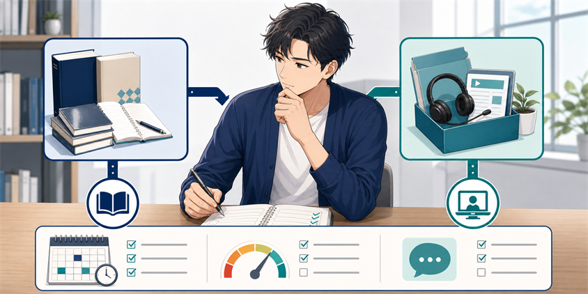 独学に講座を足す判断基準を整理する男性