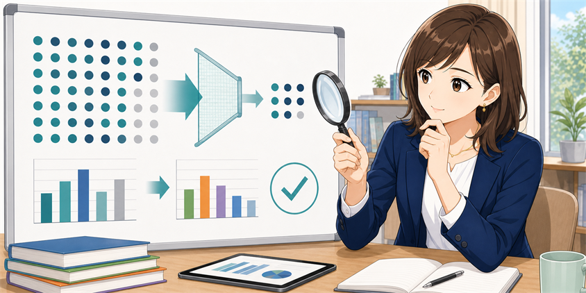フォーサイト行政書士の合格率の算出条件を確認する女性