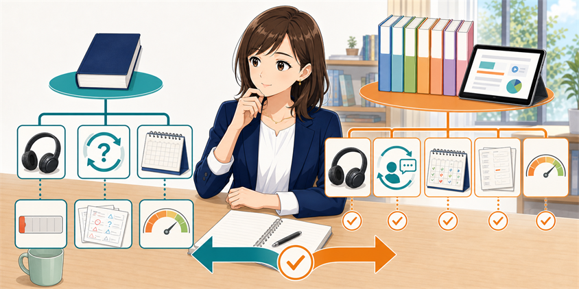 独学テキストからフォーサイトへ乗り換える判断軸を整理する女性