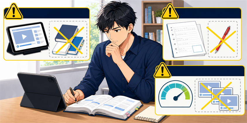 オンスク.JPを使うべきでない場面を確認する男性
