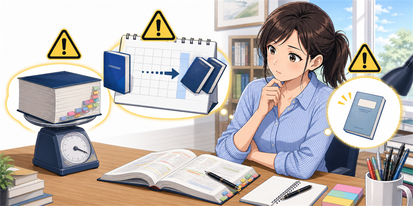 伊藤塾行政書士テキスト購入前の注意点を確認する女性