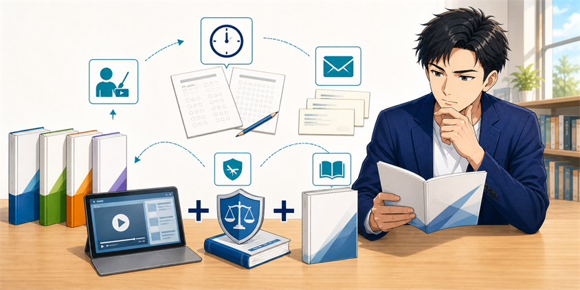 TAC行政書士独学道場の差額で得られる内容を整理する男性