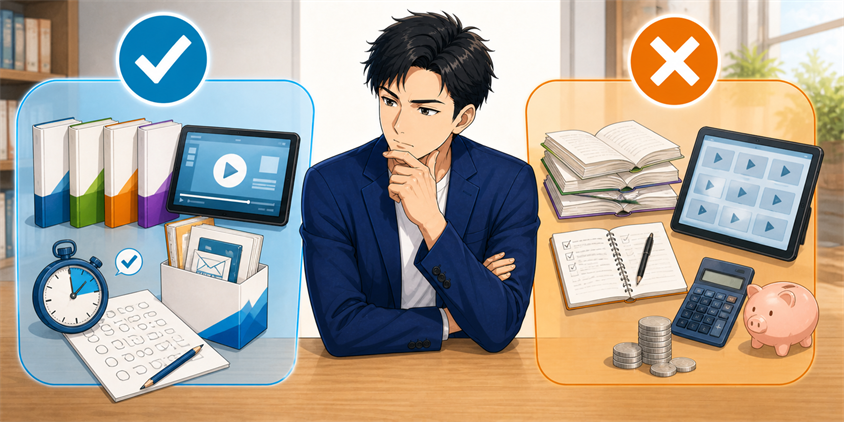 TAC行政書士独学道場が向く人と向かない人を判断する男性