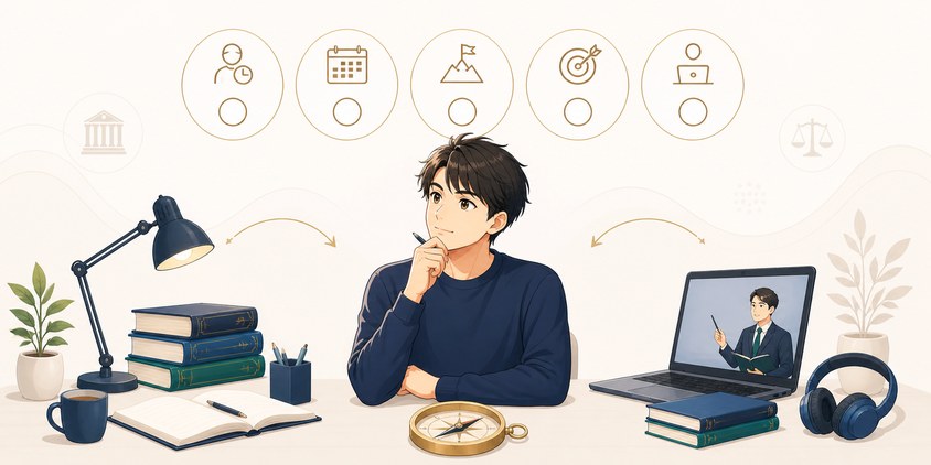 行政書士の独学に向く人・向かない人を確認するイラスト