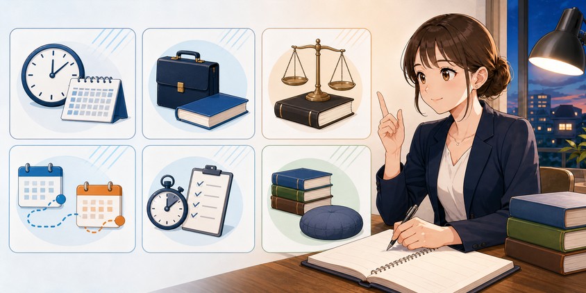 行政書士の独学の勉強時間に関する疑問に答える女性受験生